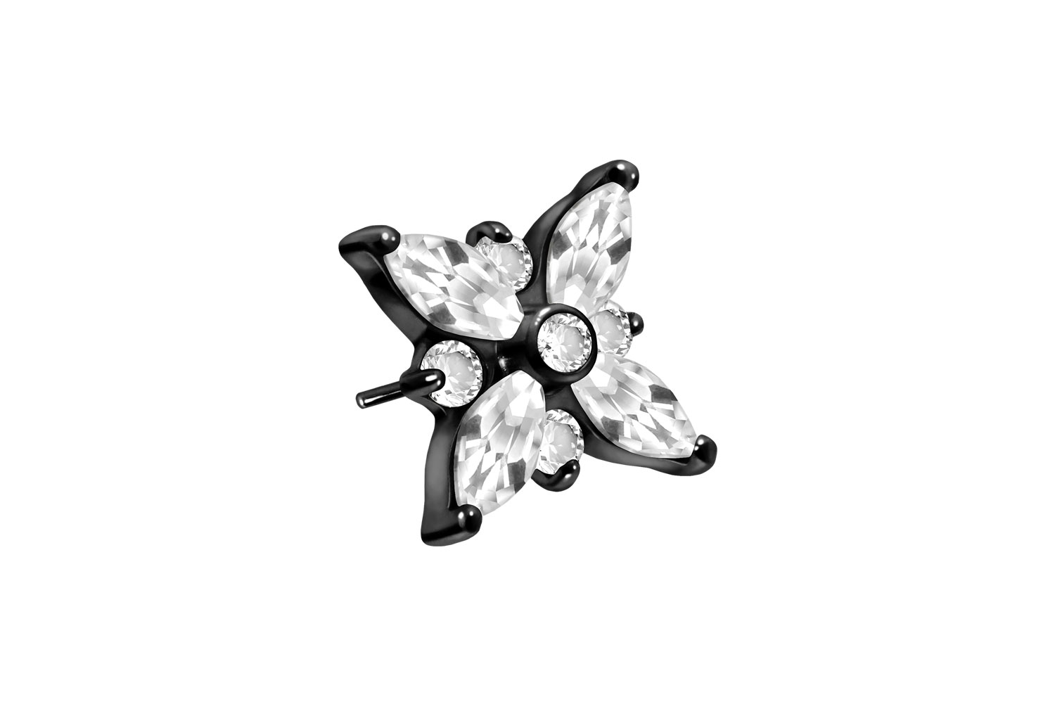 Titan Aufsatz mit Push Pin KRISTALLSTERN von Piercingline